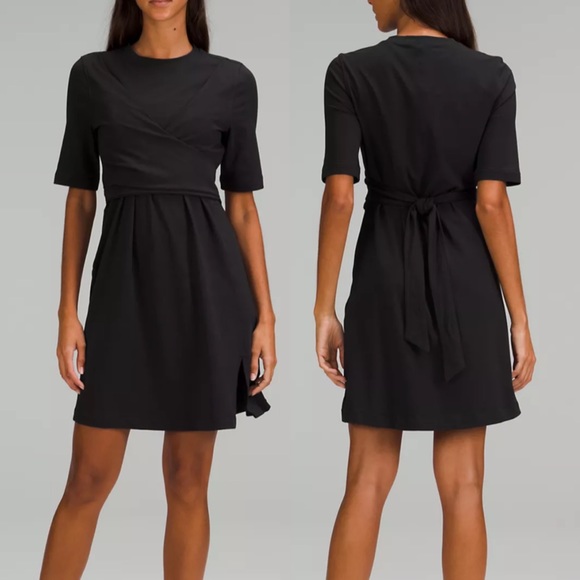 Lululemon Cotton Wrap-Front T-Shirt Dress - Black